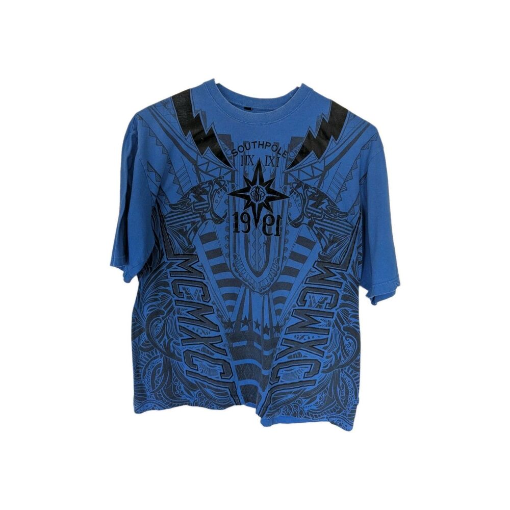 Southpole 1991 Mens 4XB Blue Graphic T Shirt Y2K Streetwear Hip Hop Big Tall